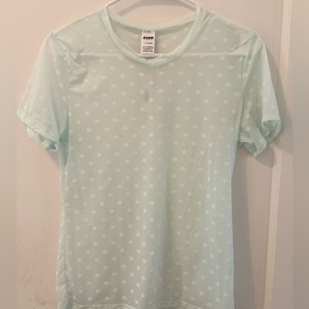 Victoria's Secret Light Green Floral Short Sleeve Top